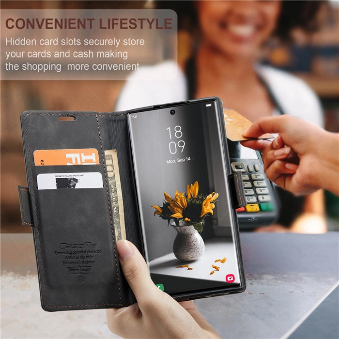 Чохол-книжка CaseMe із нубуку для Samsung S23 Ultra Чорний
