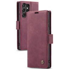 Чохол-книжка CaseMe із нубуку для Samsung S22 Ultra Бордовий