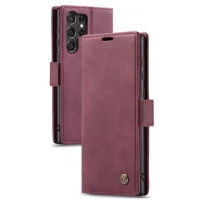 Чохол-книжка CaseMe із нубуку для Samsung S25 Ultra Бордовий