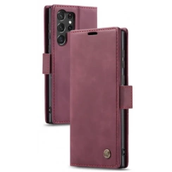 Чохол-книжка CaseMe із нубуку для Samsung S25 Ultra Бордовий