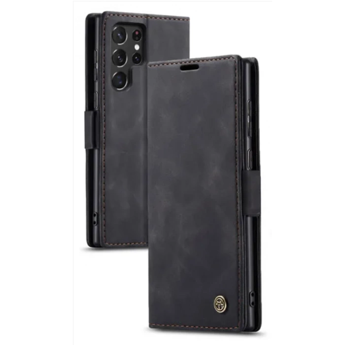 Чохол-книжка CaseMe із нубуку для Samsung S23 Ultra Чорний Чохол-книжка CaseMe із нубуку для Samsung S23 Ultra Чорний