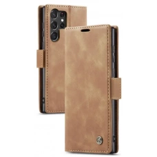 Чехол-книжка CaseMe из нубука для Samsung S23 Ultra Светло-коричневый
