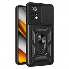 Протиударний чохол Camshield для Poco X4 Pro 5G з кільцем-тримачем Чорний
